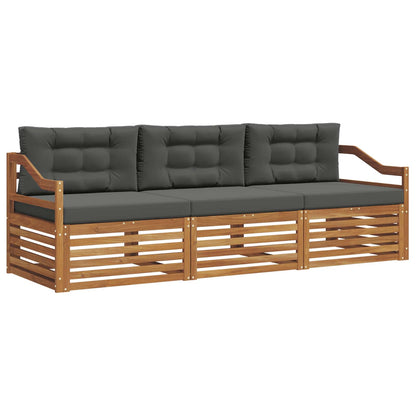 Set di divani da esterno con cuscino 3 pcs Naturale e Antracite | homemem39