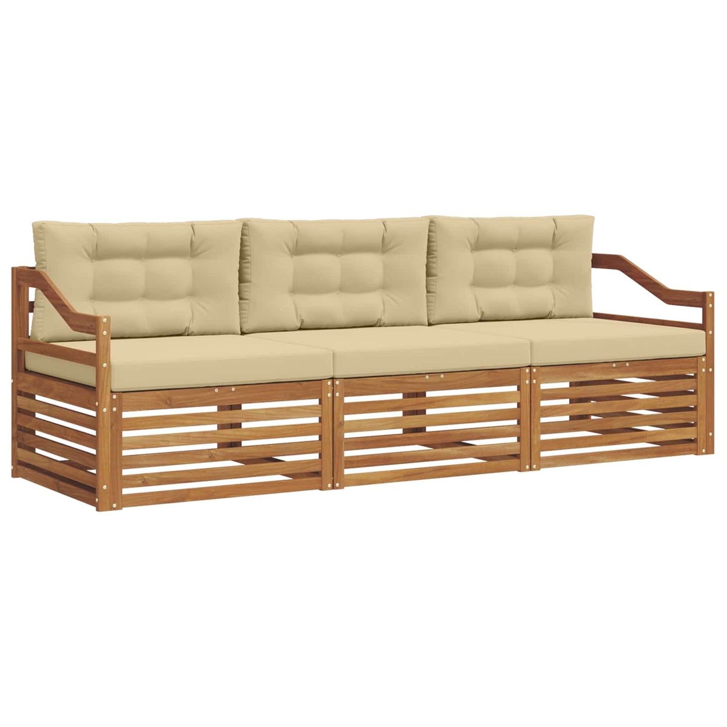 Set di divani da esterno con cuscino 3 pcs Naturale e Beige