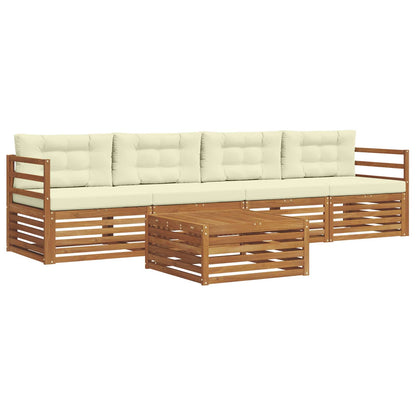 Set di divani da esterno con cuscino 5 pcs Naturale e Crema | homemem39