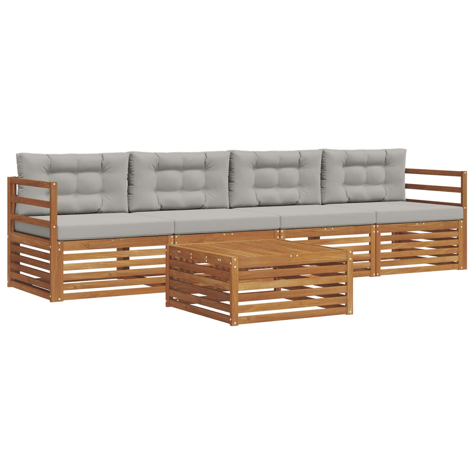Set di divani da esterno 5 pcs Grigio Naturale e Chiaro | homemem39