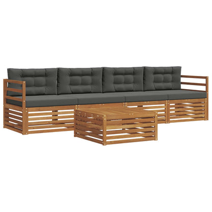Set di divani da esterno con cuscino 5 pcs Naturale e Antracite | homemem39