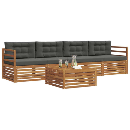 Set di divani da esterno con cuscino 5 pcs Naturale e Antracite | homemem39