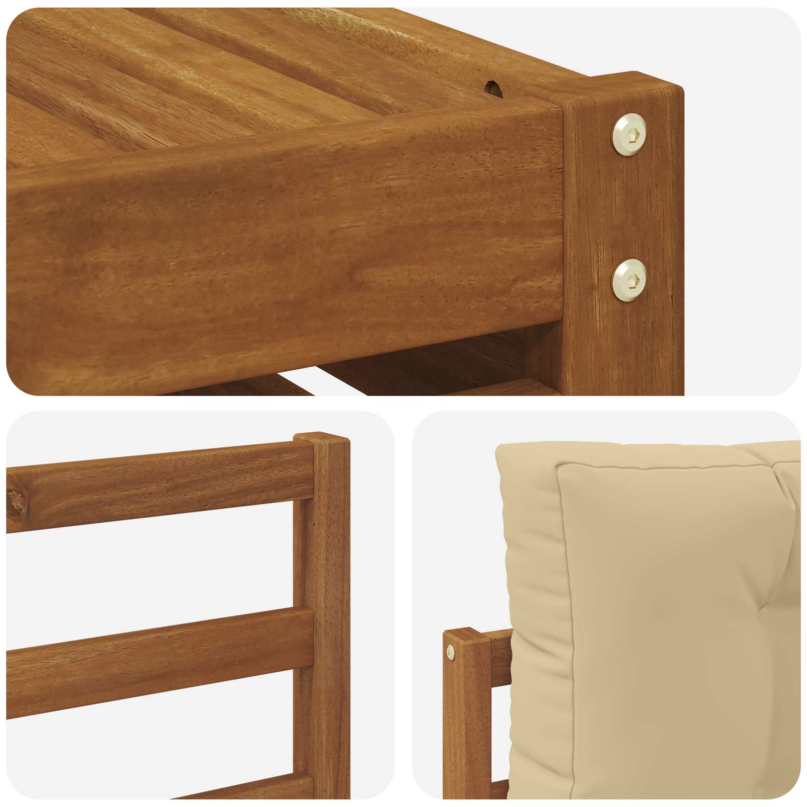 Set di divani da esterno con cuscino 5 pcs Naturale e Beige | homemem39