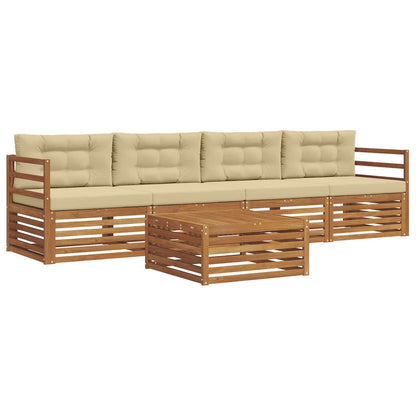 Set di divani da esterno con cuscino 5 pcs Naturale e Beige | homemem39