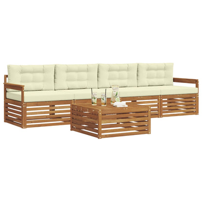 Set di divani da esterno con cuscino 5 pcs Naturale e Crema