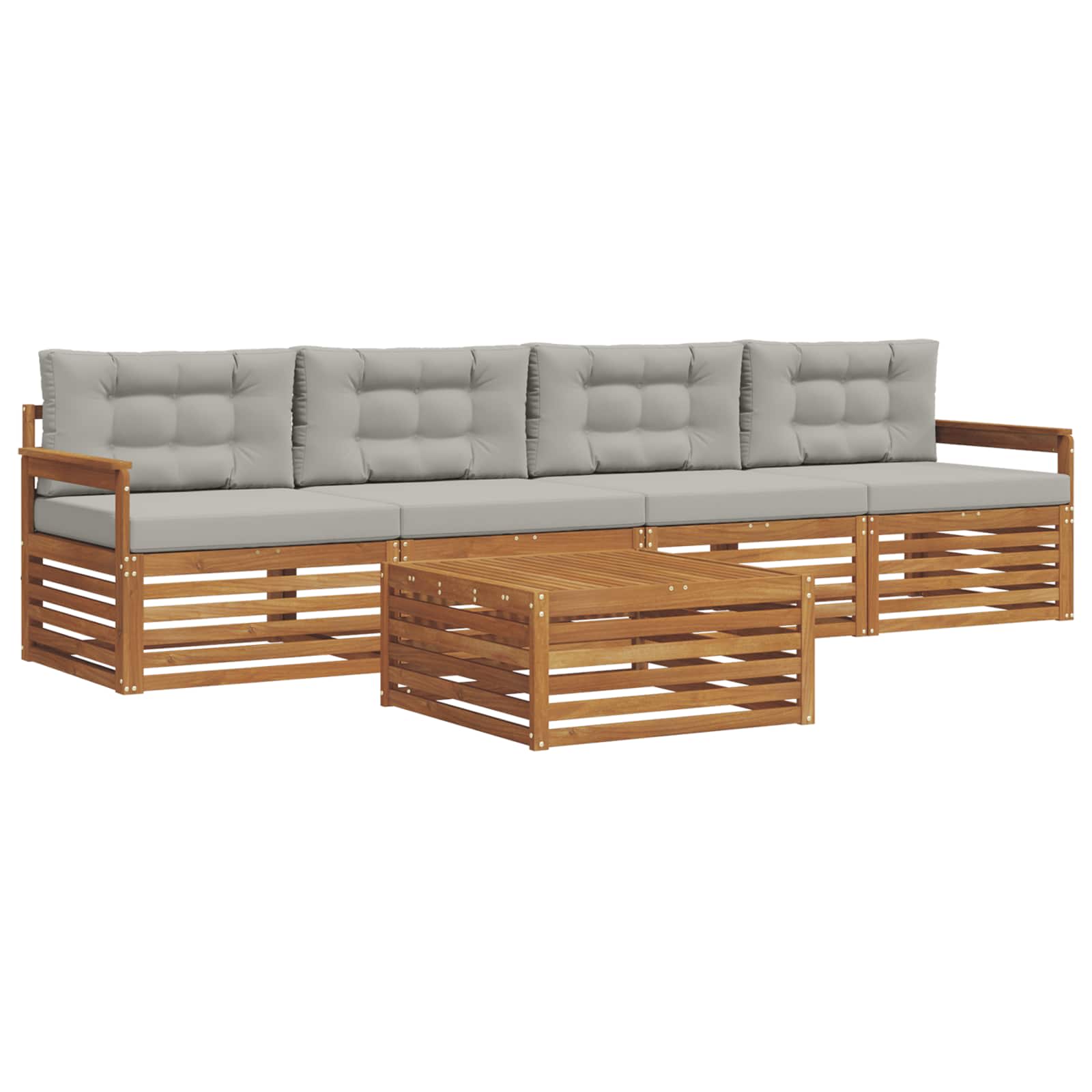 Set di divani da esterno 5 pcs Grigio Naturale e Chiaro | homemem39