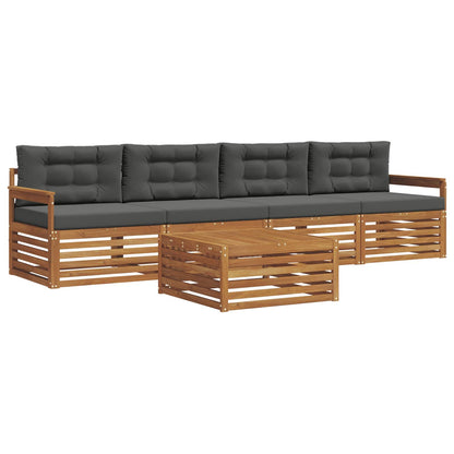 Set di divani da esterno con cuscino 5 pcs Naturale e Antracite | homemem39