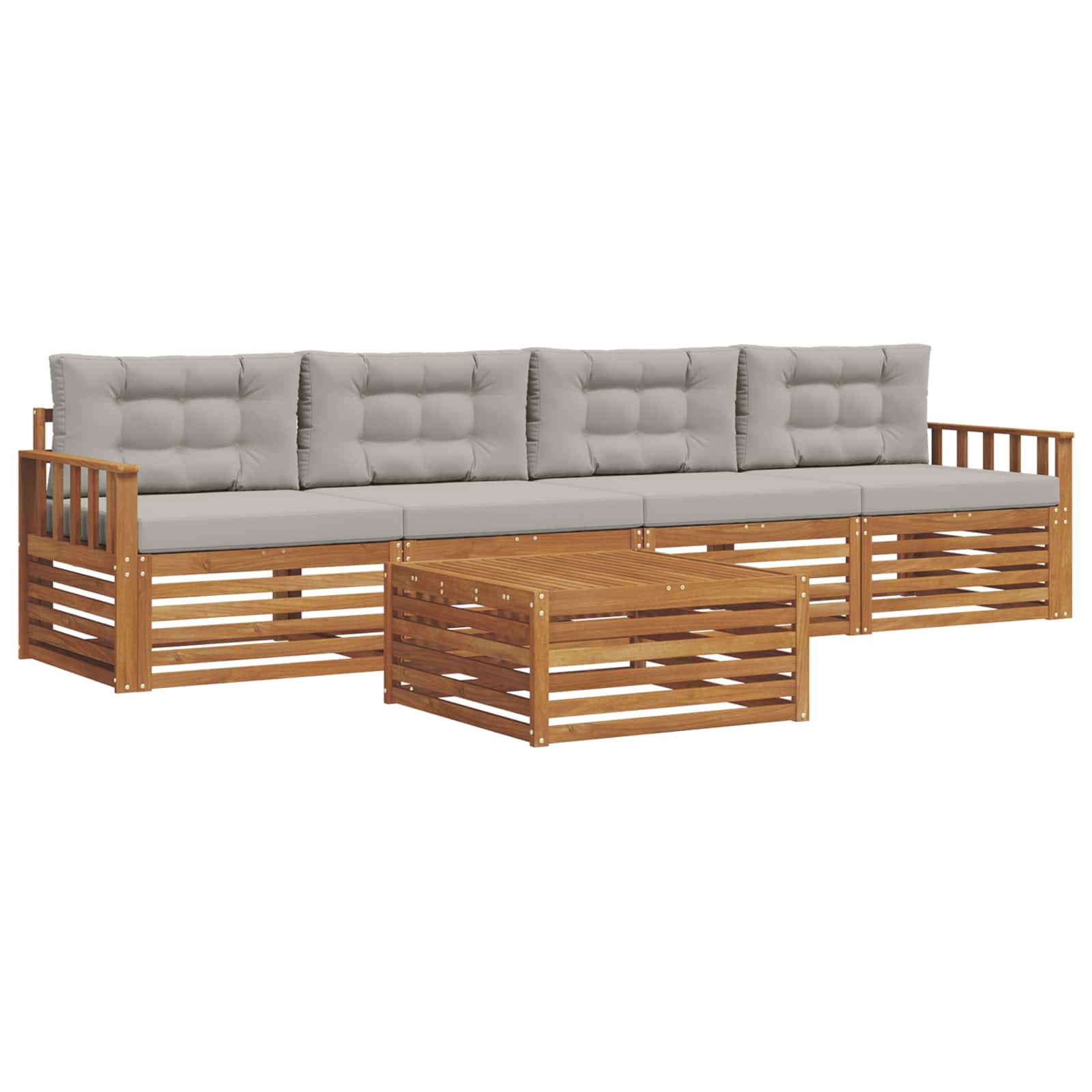 Set di divani da esterno 5 pcs Grigio Naturale e Chiaro | homemem39