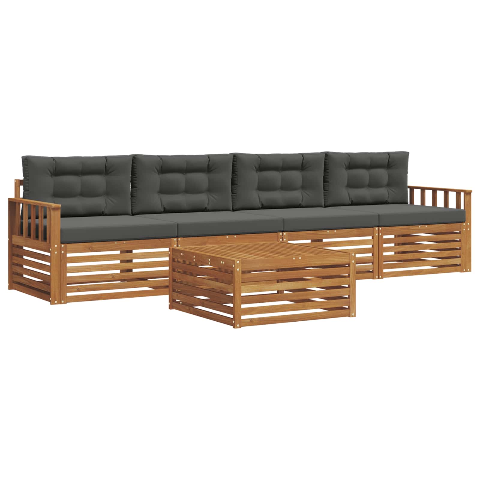 Set di divani da esterno con cuscino 5 pcs Naturale e Antracite | homemem39