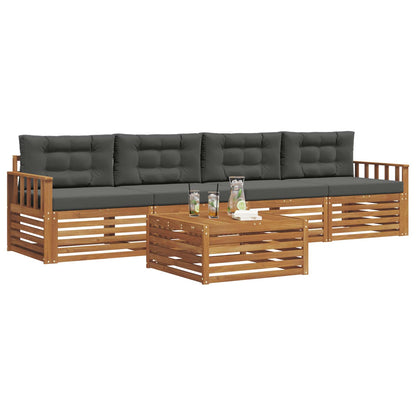 Set di divani da esterno con cuscino 5 pcs Naturale e Antracite | homemem39