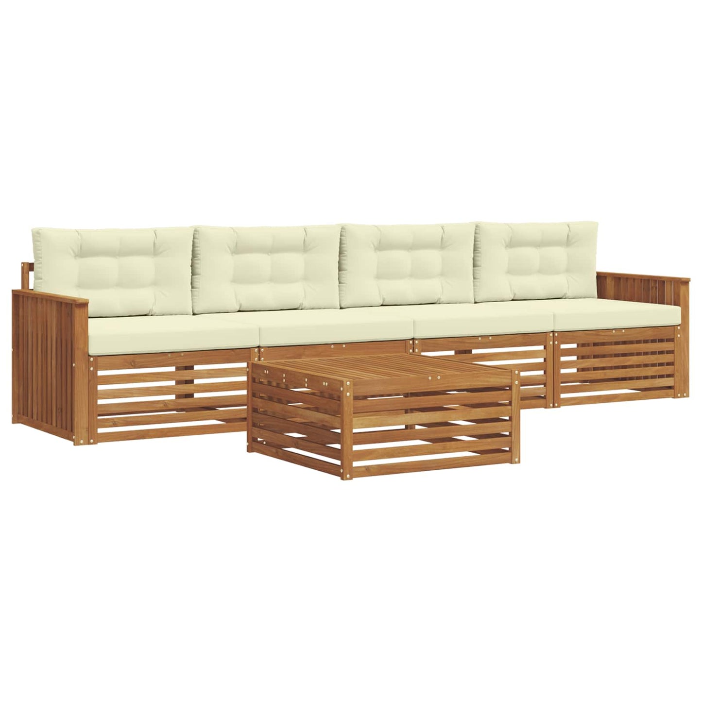 Set di divani da esterno con cuscino 5 pcs Naturale e Crema