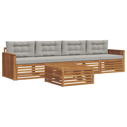 Set di divani da esterno 5 pcs Grigio Naturale e Chiaro