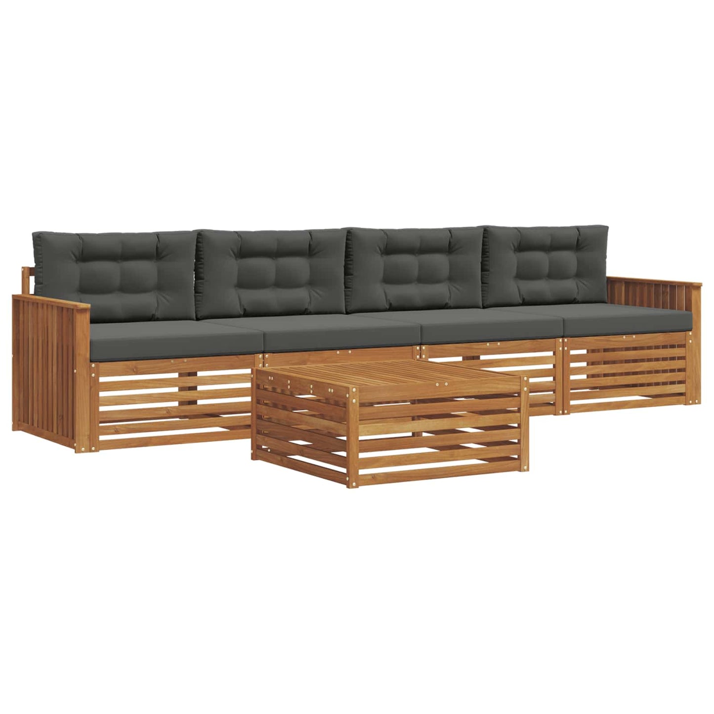 Set di divani da esterno con cuscino 5 pcs Naturale e Antracite | homemem39
