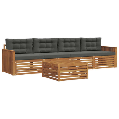 Set di divani da esterno con cuscino 5 pcs Naturale e Antracite | homemem39