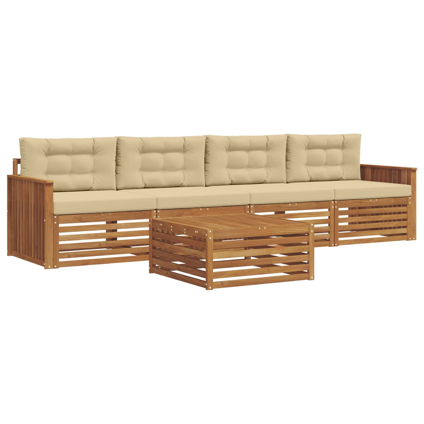 Set di divani da esterno con cuscino 5 pcs Naturale e Beige | homemem39