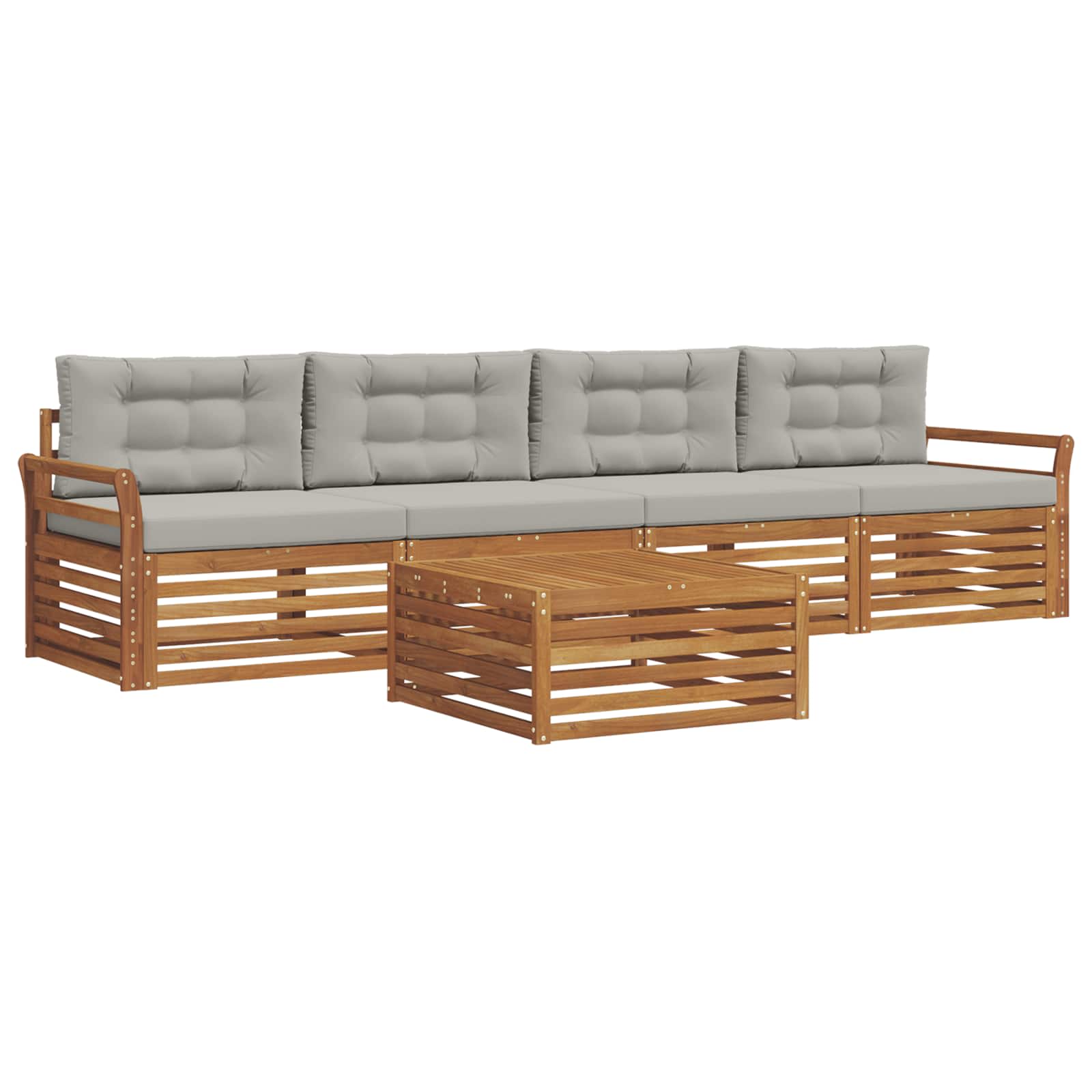 Set di divani da esterno 5 pcs Grigio Naturale e Chiaro | homemem39