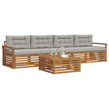 Set di divani da esterno 5 pcs Grigio Naturale e Chiaro | homemem39