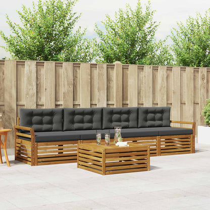 Set di divani da esterno con cuscino 5 pcs Naturale e Antracite