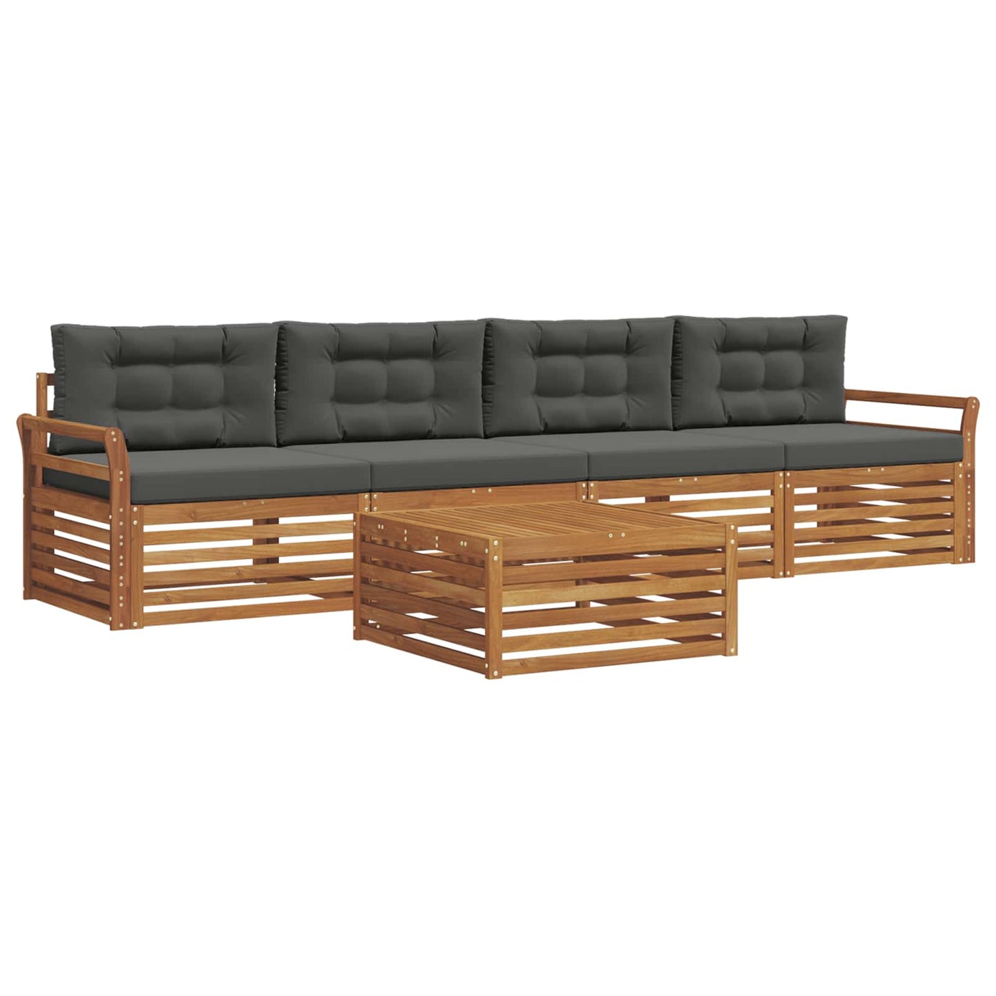 Set di divani da esterno con cuscino 5 pcs Naturale e Antracite | homemem39
