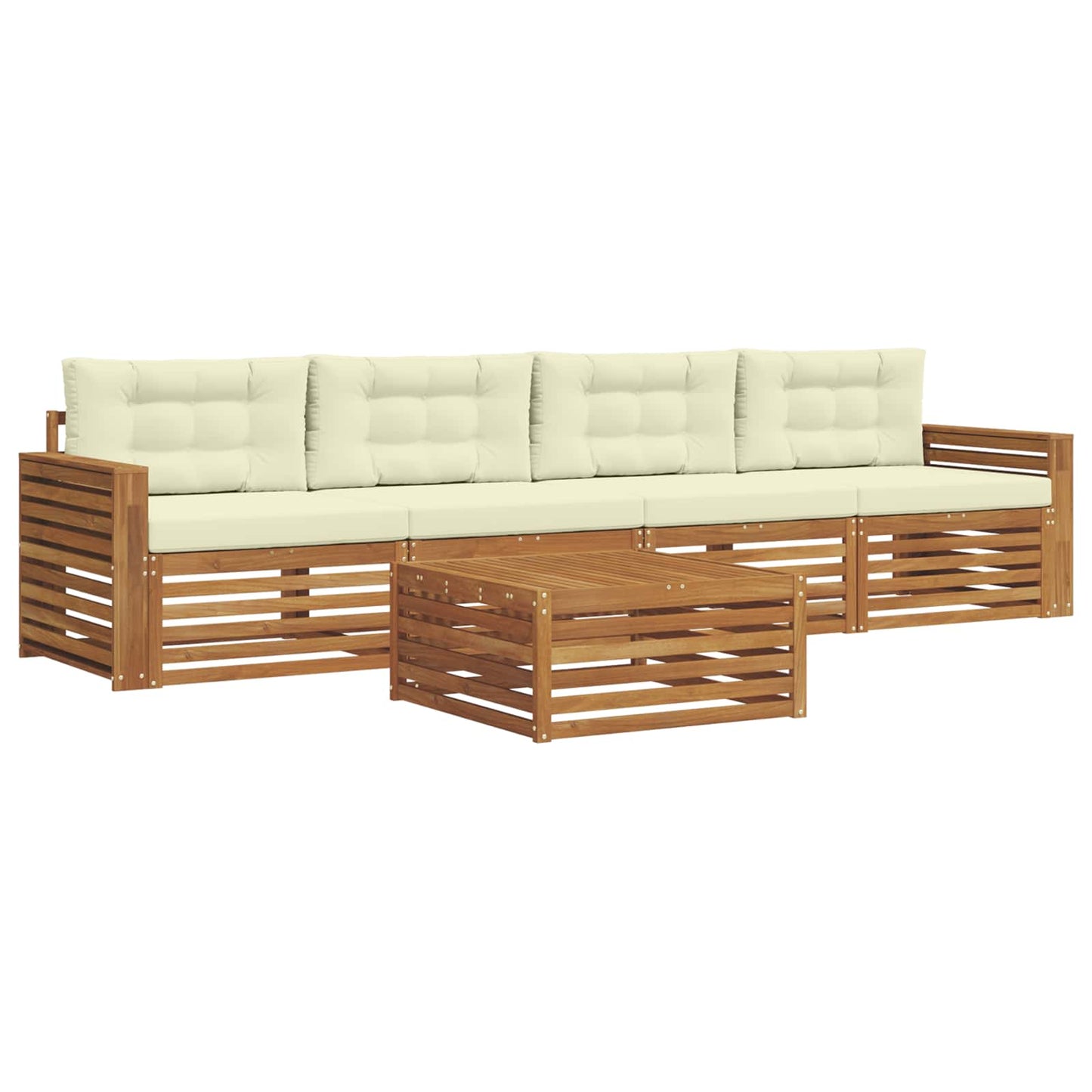 Set di divani da esterno con cuscino 5 pcs Naturale e Crema