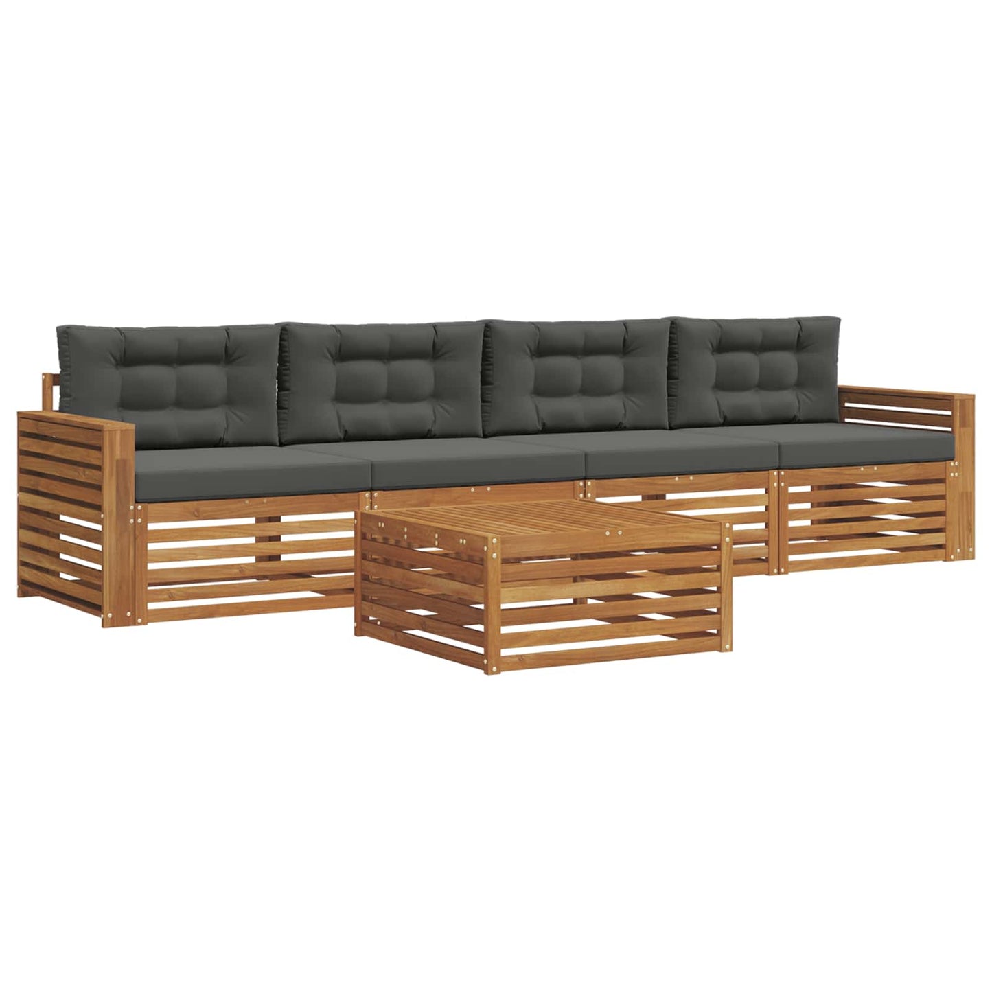 Set di divani da esterno con cuscino 5 pcs Naturale e Antracite | homemem39
