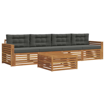 Set di divani da esterno con cuscino 5 pcs Naturale e Antracite | homemem39