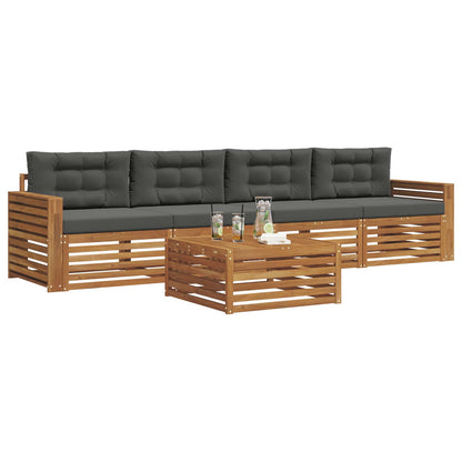Set di divani da esterno con cuscino 5 pcs Naturale e Antracite