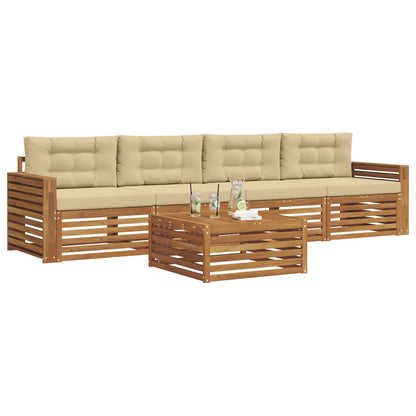 Set di divani da esterno con cuscino 5 pcs Naturale e Beige