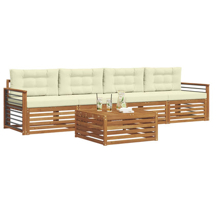 Set di divani da esterno con cuscino 5 pcs Naturale e Crema | homemem39