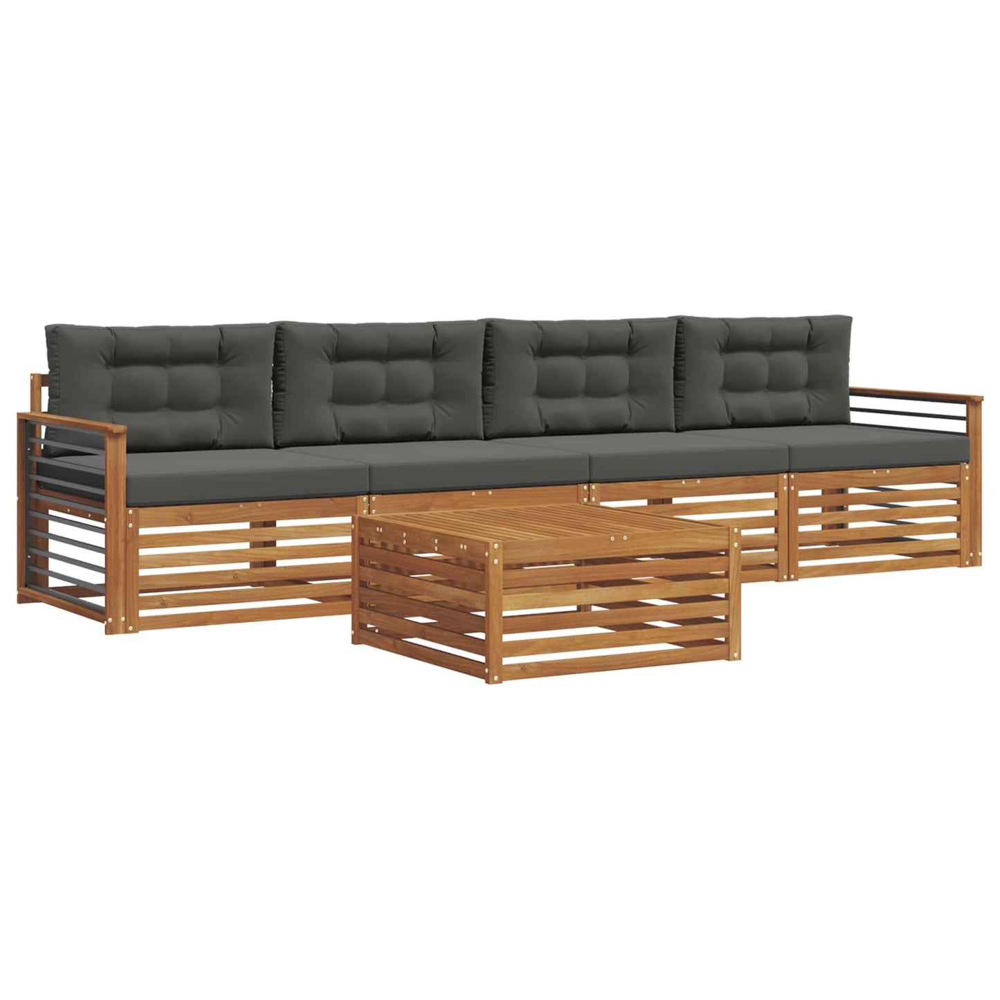 Set di divani da esterno con cuscino 5 pcs Naturale e Antracite