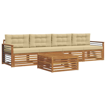 Set di divani da esterno con cuscino 5 pcs Naturale e Beige