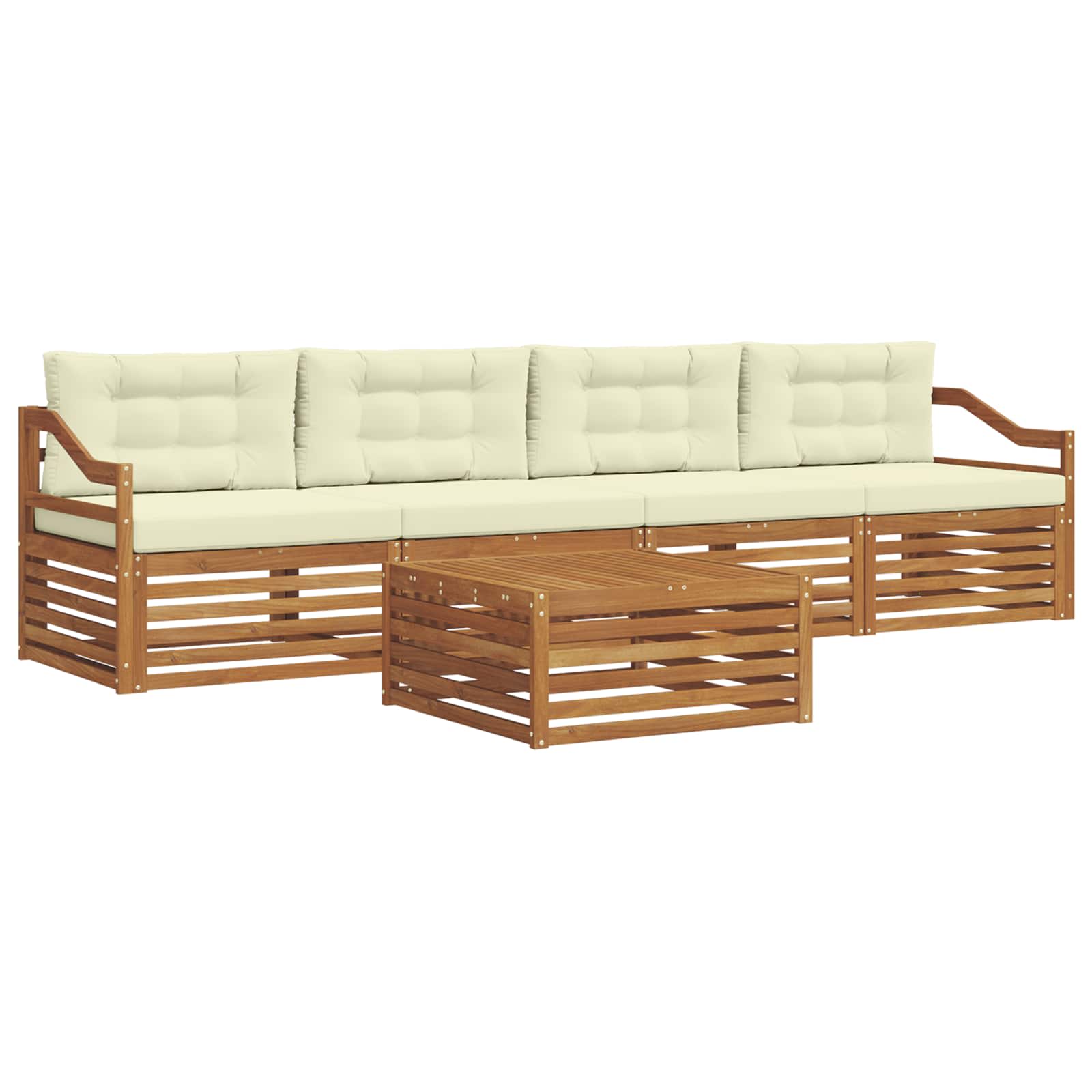 Set di divani da esterno con cuscino 5 pcs Naturale e Crema | homemem39