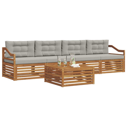 Set di divani da esterno 5 pcs Grigio Naturale e Chiaro | homemem39