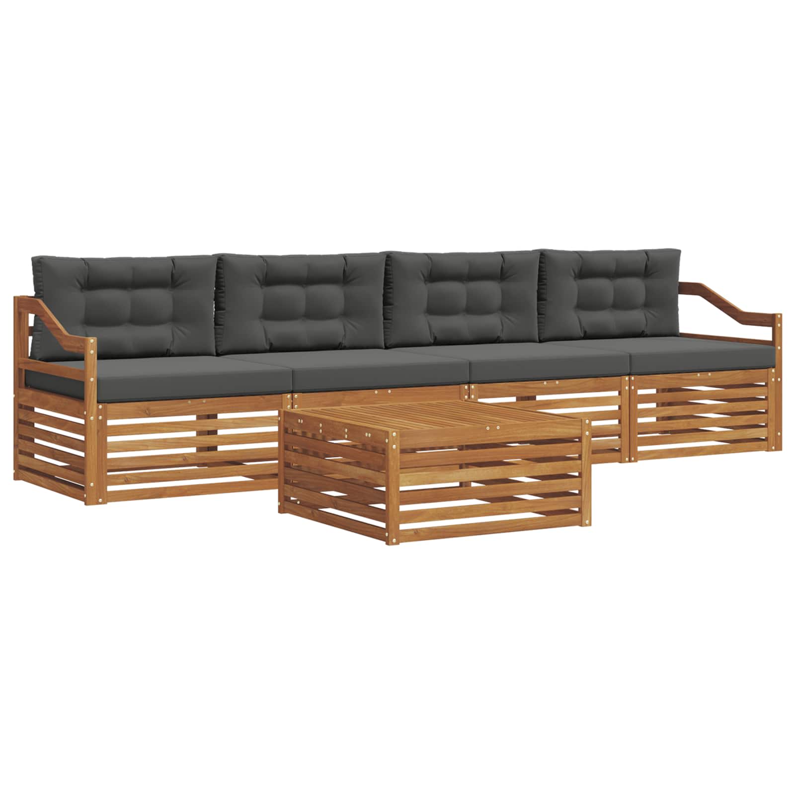 Set di divani da esterno con cuscino 5 pcs Naturale e Antracite | homemem39