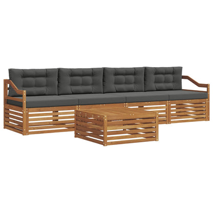 Set di divani da esterno con cuscino 5 pcs Naturale e Antracite
