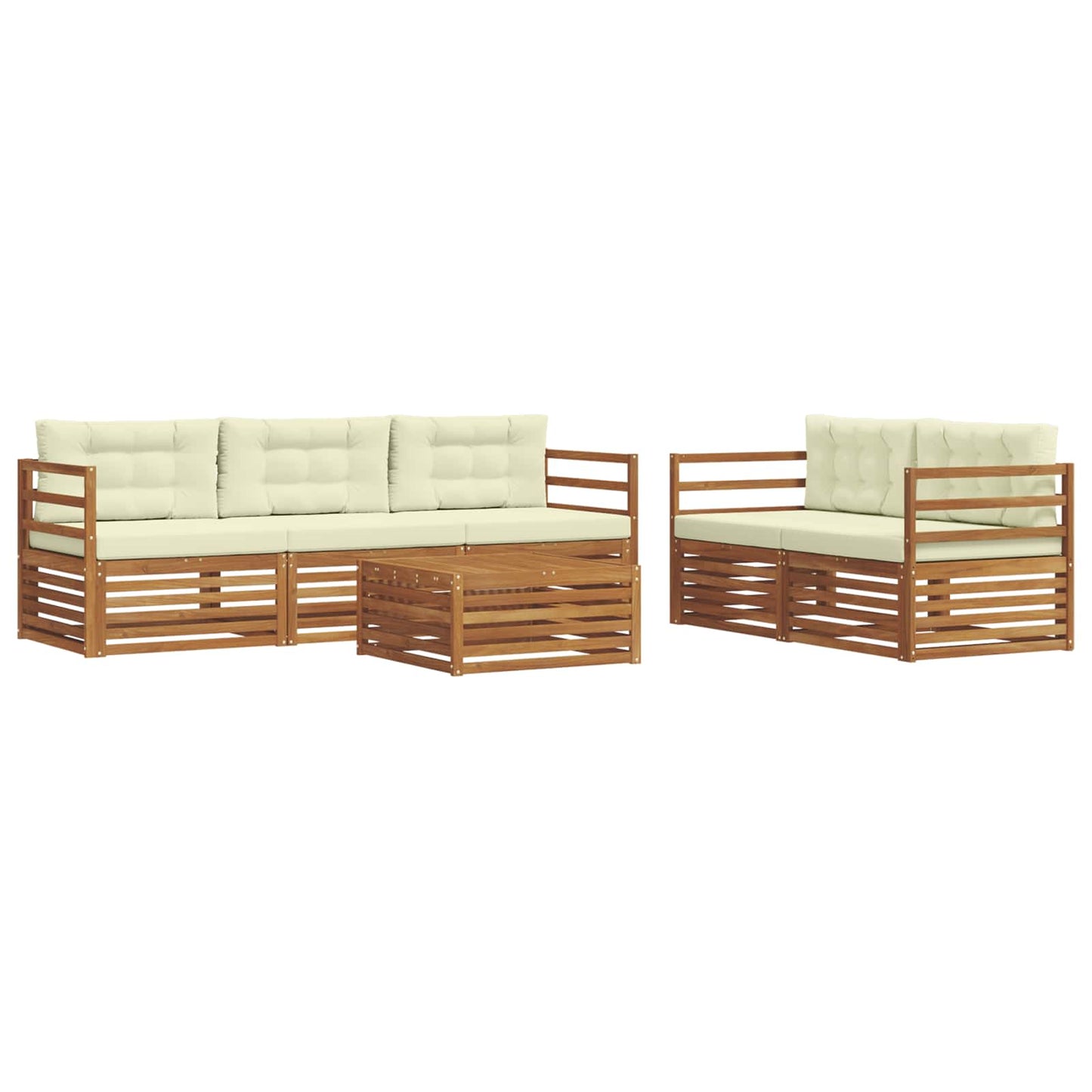 Set di divani da esterno con cuscino 6 pcs Naturale e Crema