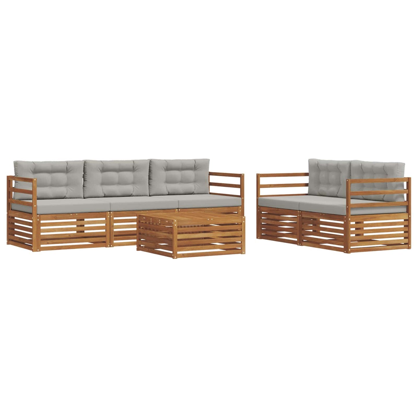 Set di divani da esterno 6 pcs Grigio Naturale e Chiaro