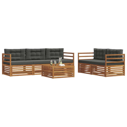 Set di divani da esterno con cuscino 6 pcs Naturale e Antracite