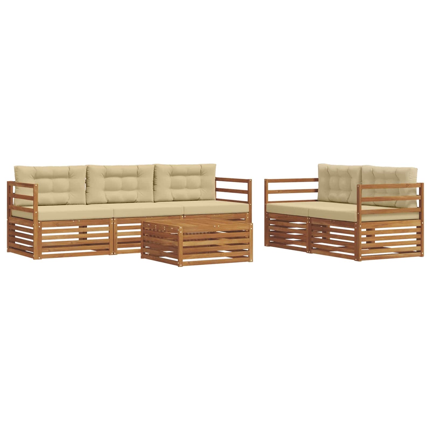 Set di divani da esterno con cuscino 6 pcs Naturale e Beige