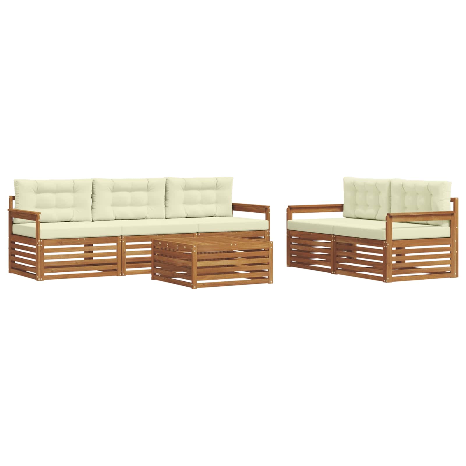 Set di divani da esterno con cuscino 6 pcs Naturale e Crema | homemem39
