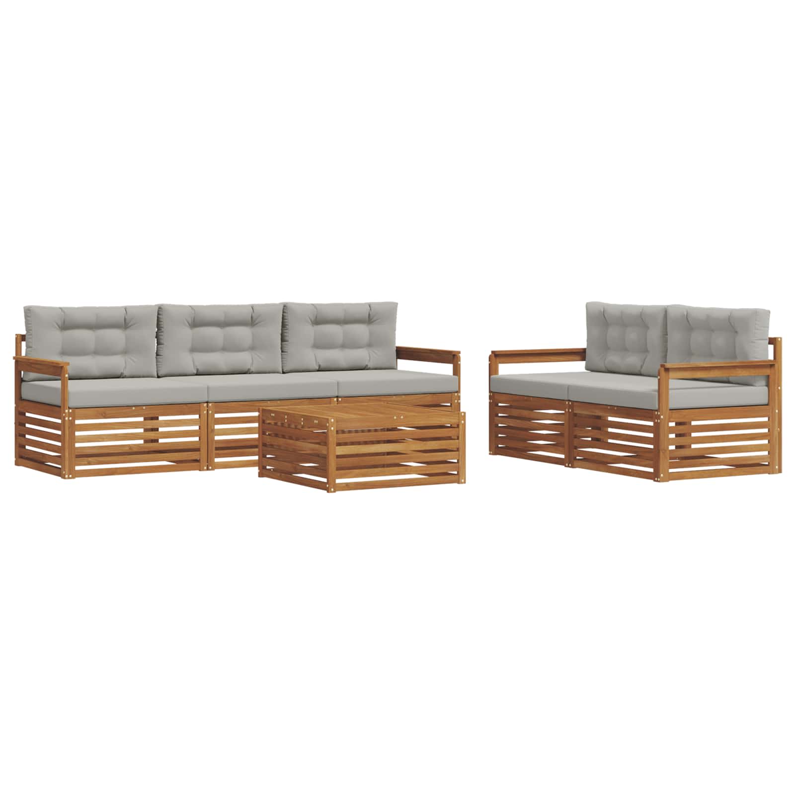 Set di divani da esterno 6 pcs Grigio Naturale e Chiaro | homemem39