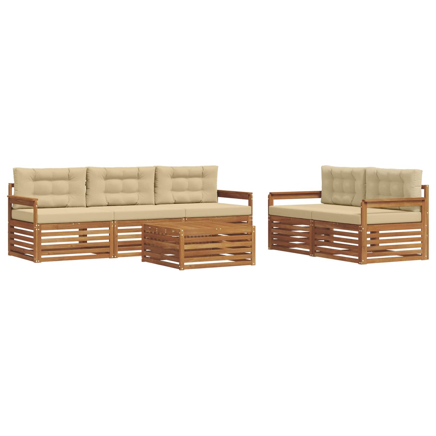 Set di divani da esterno con cuscino 6 pcs Naturale e Beige | homemem39