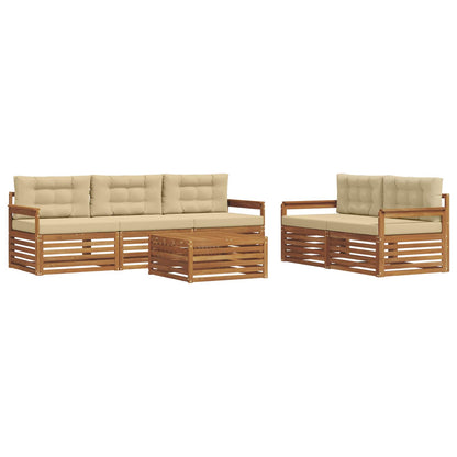 Set di divani da esterno con cuscino 6 pcs Naturale e Beige | homemem39