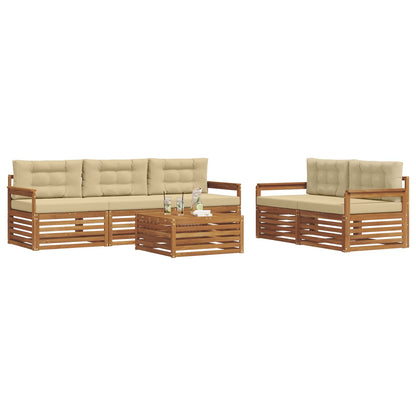 Set di divani da esterno con cuscino 6 pcs Naturale e Beige | homemem39