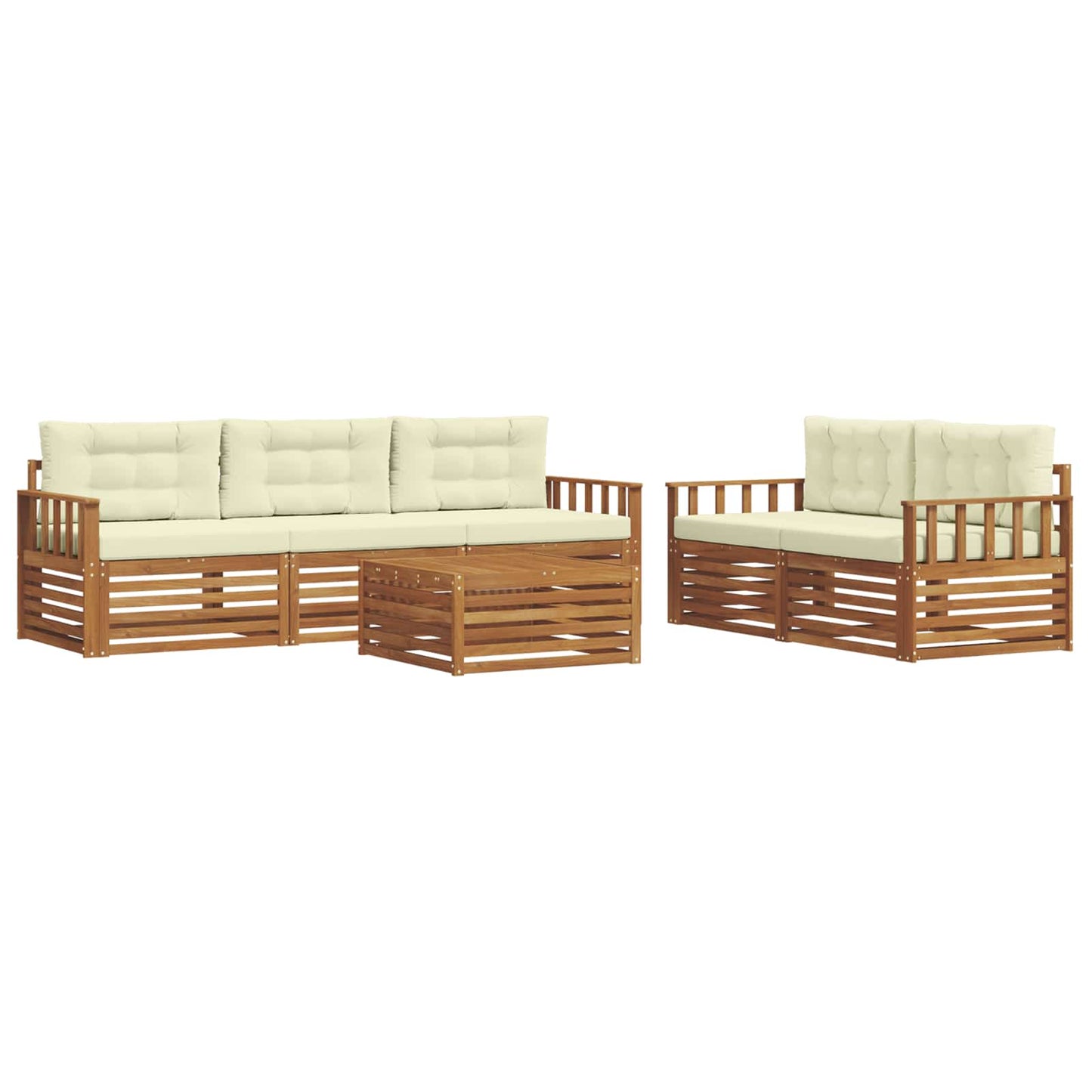 Set di divani da esterno con cuscino 6 pcs Naturale e Crema | homemem39