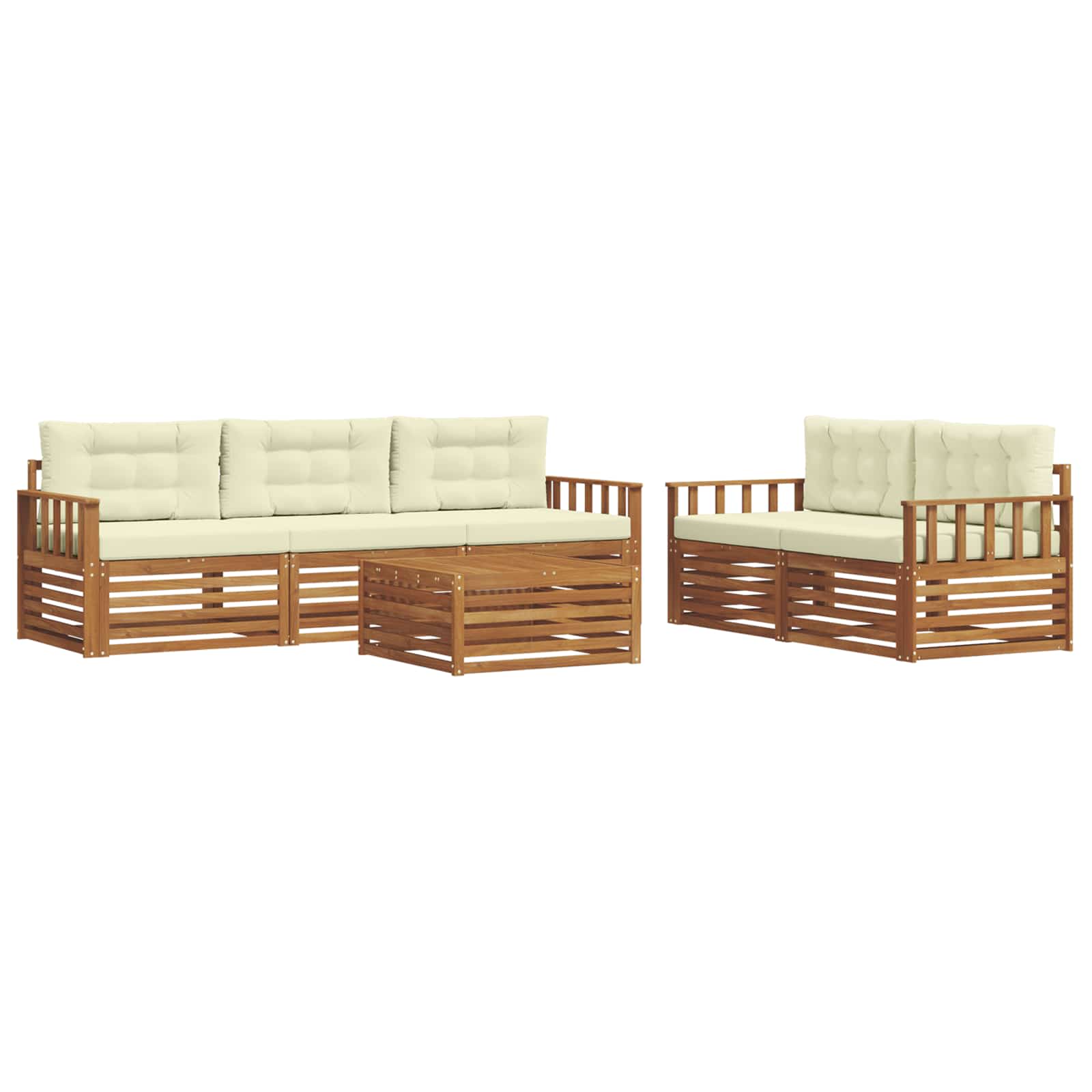 Set di divani da esterno con cuscino 6 pcs Naturale e Crema | homemem39