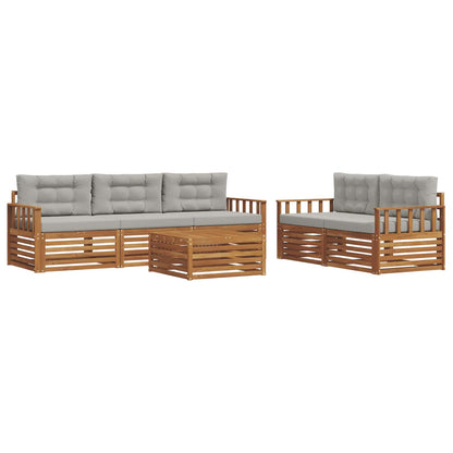 Set di divani da esterno 6 pcs Grigio Naturale e Chiaro