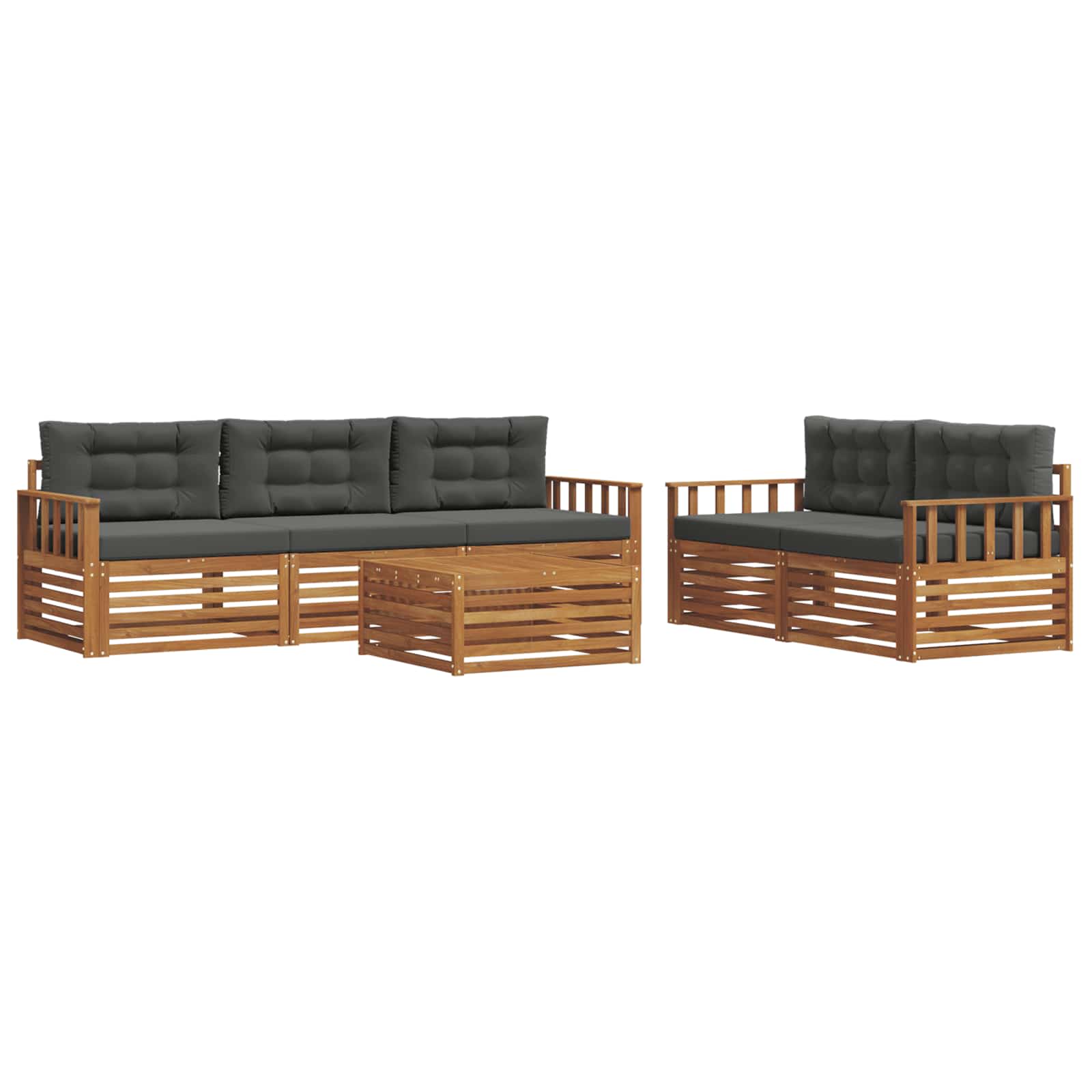 Set di divani da esterno con cuscino 6 pcs Naturale e Antracite | homemem39