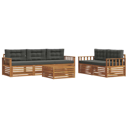 Set di divani da esterno con cuscino 6 pcs Naturale e Antracite | homemem39