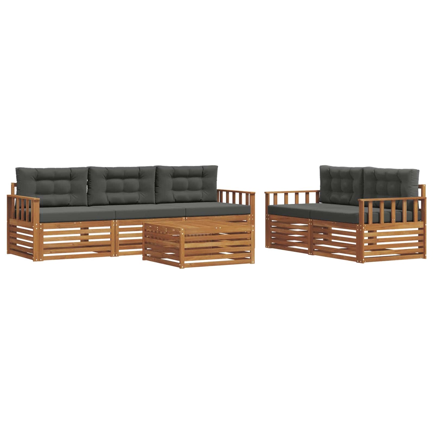 Set di divani da esterno con cuscino 6 pcs Naturale e Antracite
